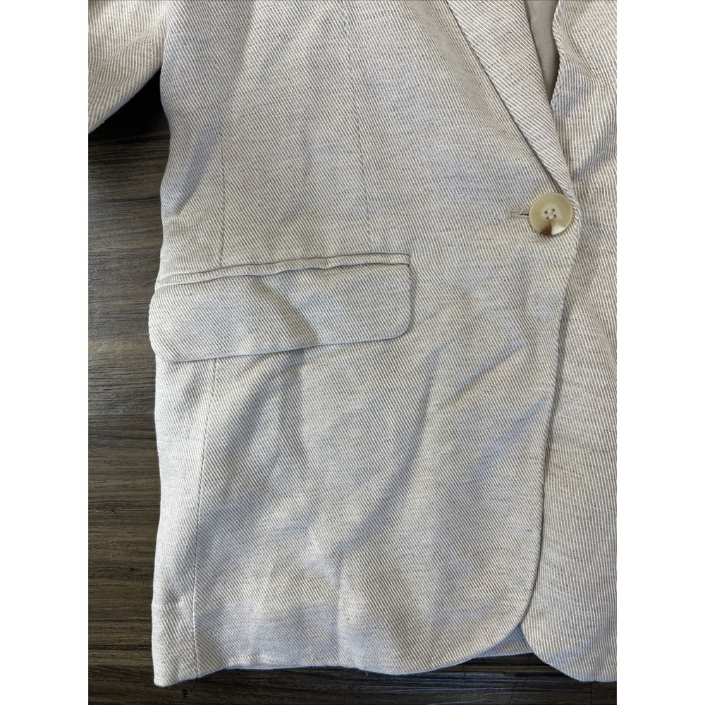 Free People Reggie Women's Blazer Sz M Linen Lining Beige Neutral - Picture 2 of 8